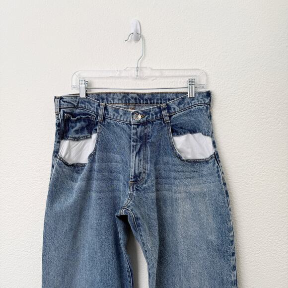 [Maison Martin Margiela] Exposed Contrast Dropped Pocket Straight Leg Jeans 40 - Picture 4 of 11